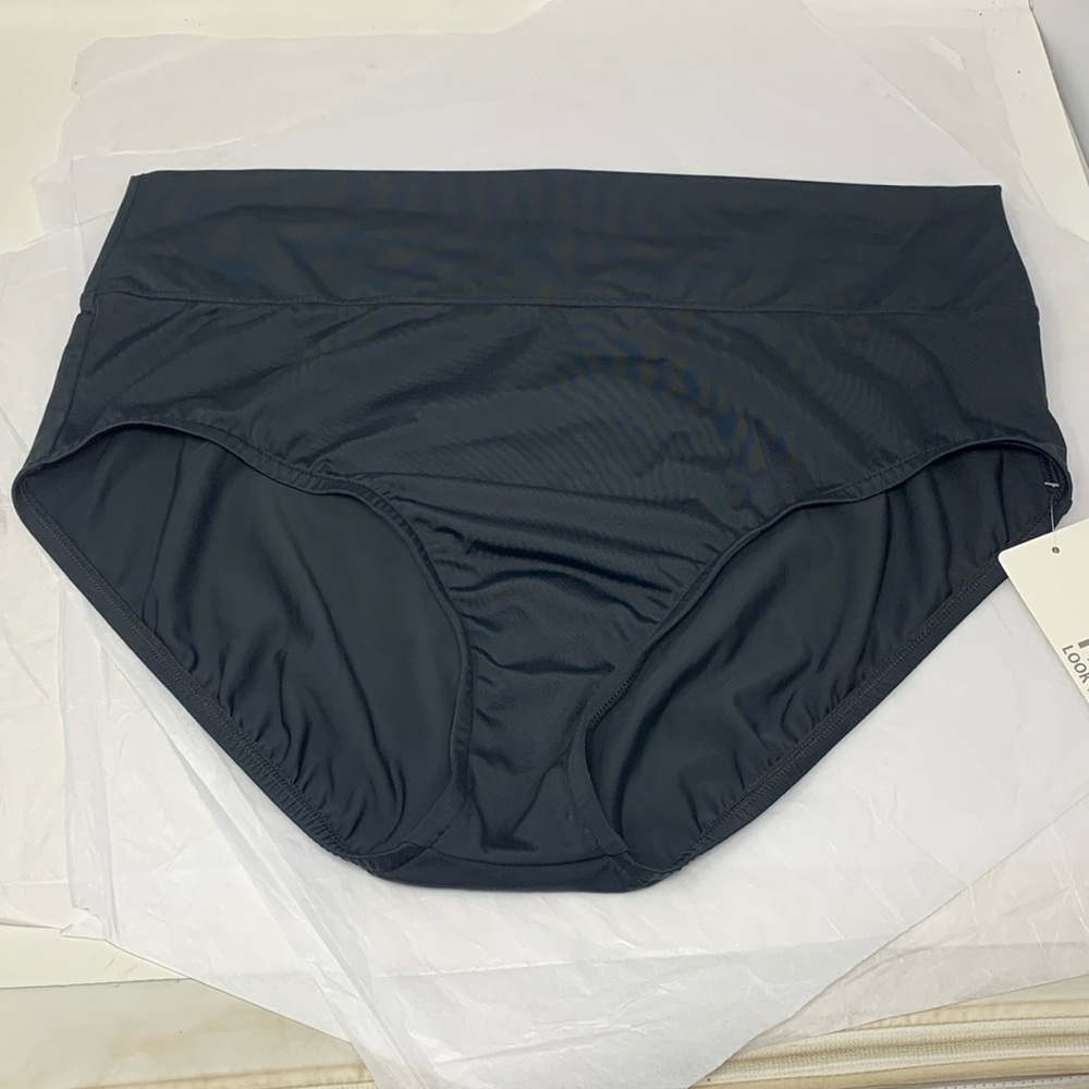 Trimshaper Black High Waist Swim Bottoms Tummy Control Bikini Briefs Poolside